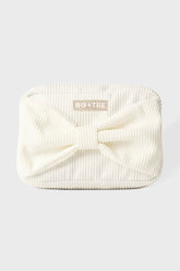 Corduroy Bow Makeup Bag in Ivory