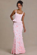 Premium Satin Lace-Up Corset Top in Baby Pink