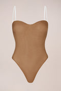 Strapless Bodysuit in Almond