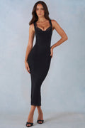 Modal Lace-Trim Midaxi Dress in Black