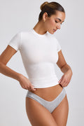 Ribbed Modal High Neck Top in White