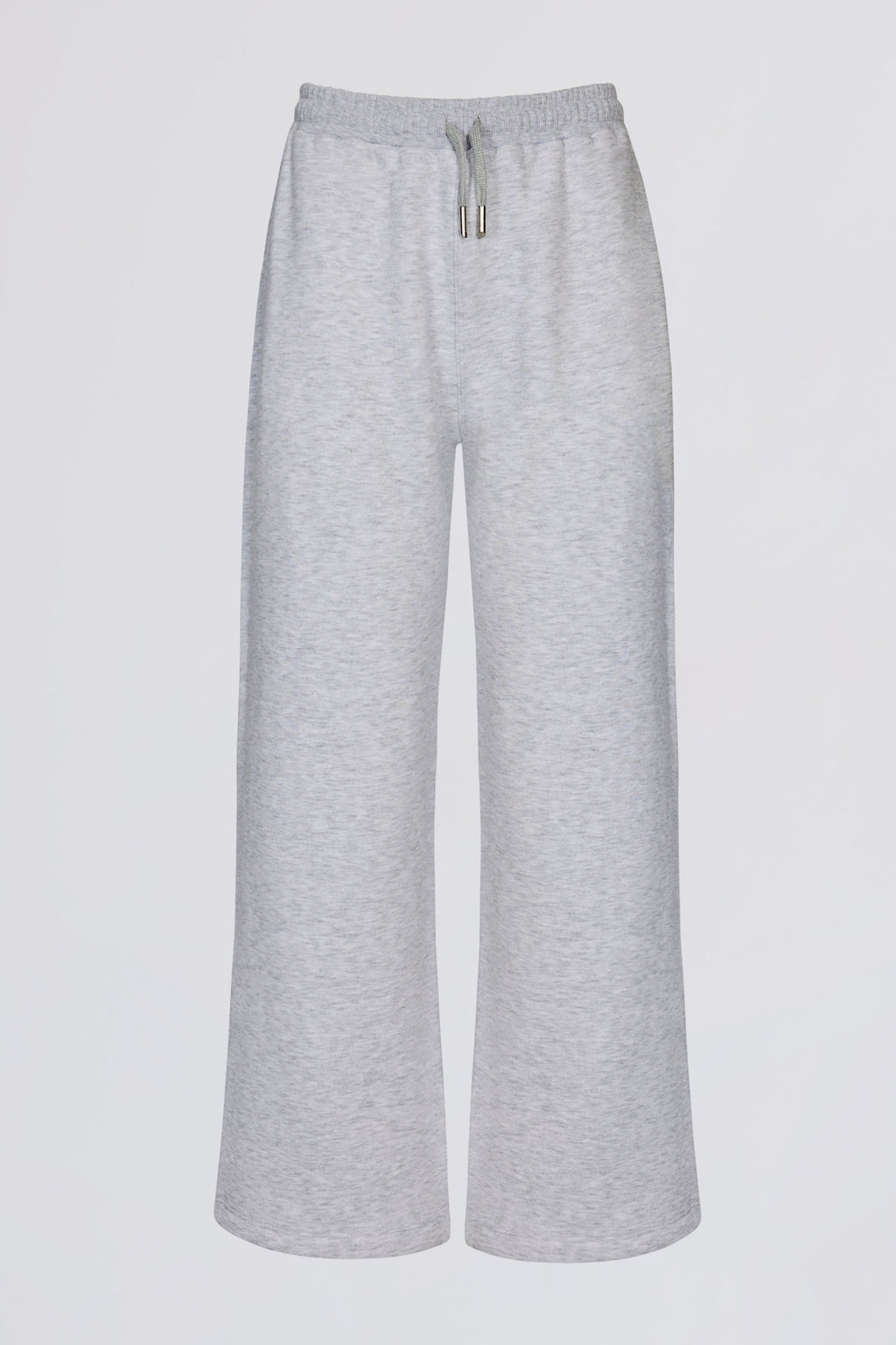 Brushed Jersey Wide-Leg Joggers in Grey Marl