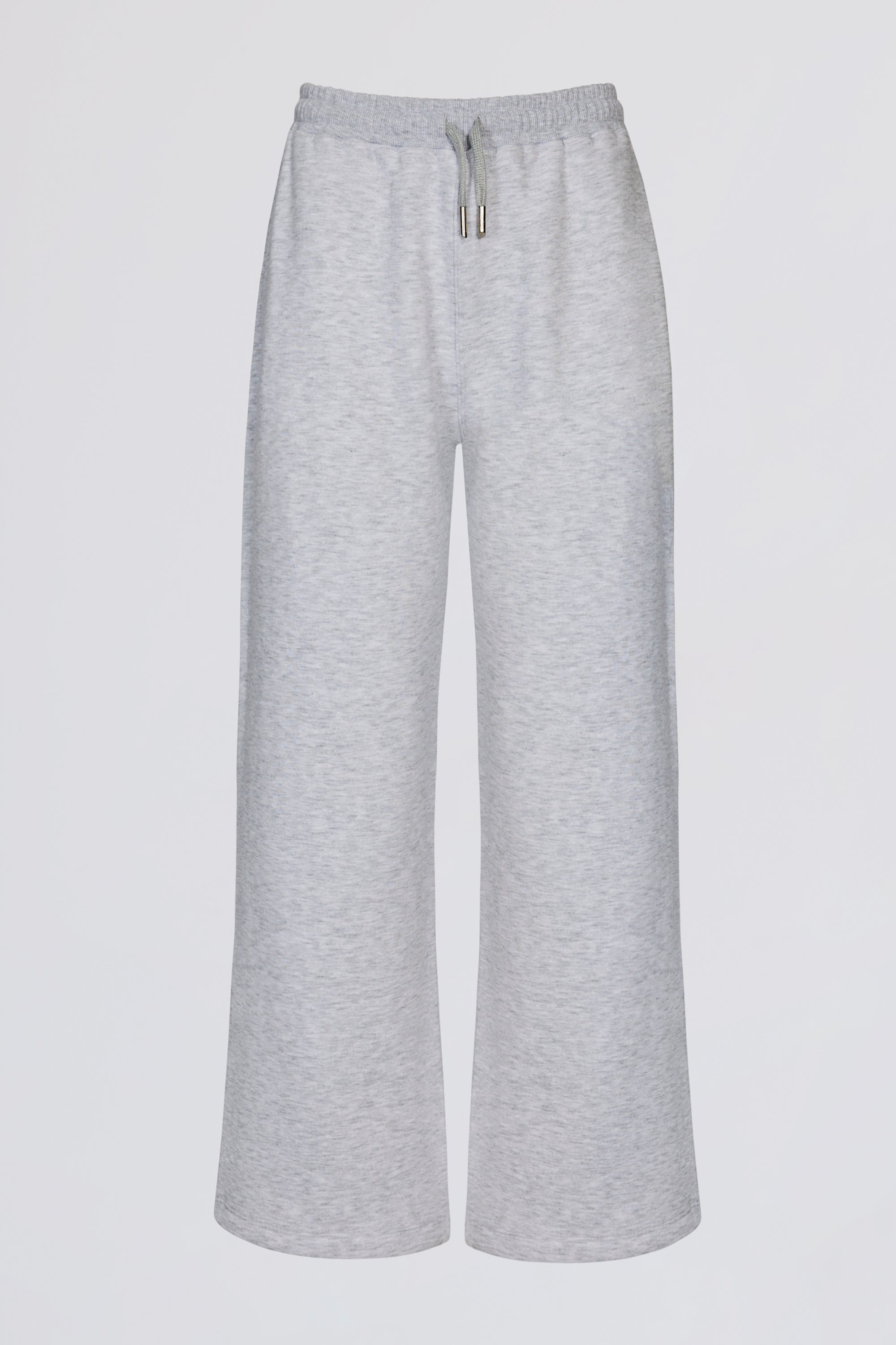 Brushed Jersey Wide-Leg Joggers in Grey Marl