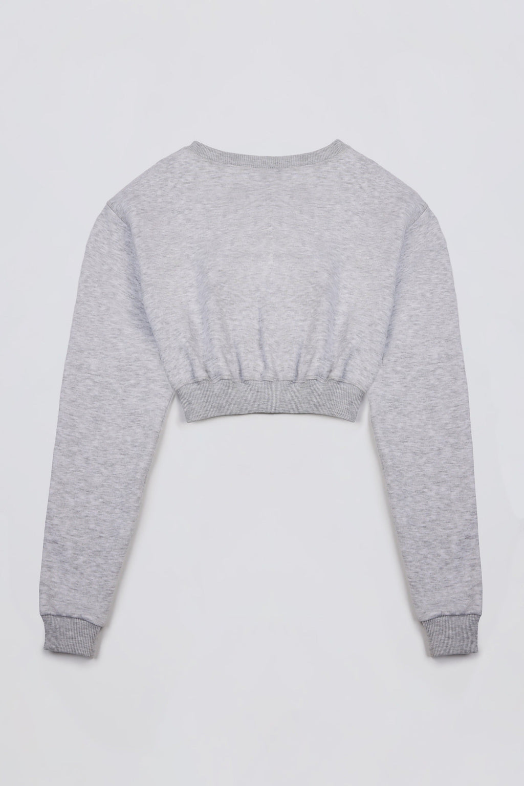 Brushed Jersey Button-Up Cropped Cardigan in Grey Marl