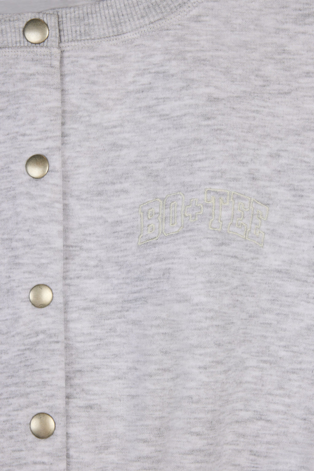 Brushed Jersey Button-Up Cropped Cardigan in Grey Marl