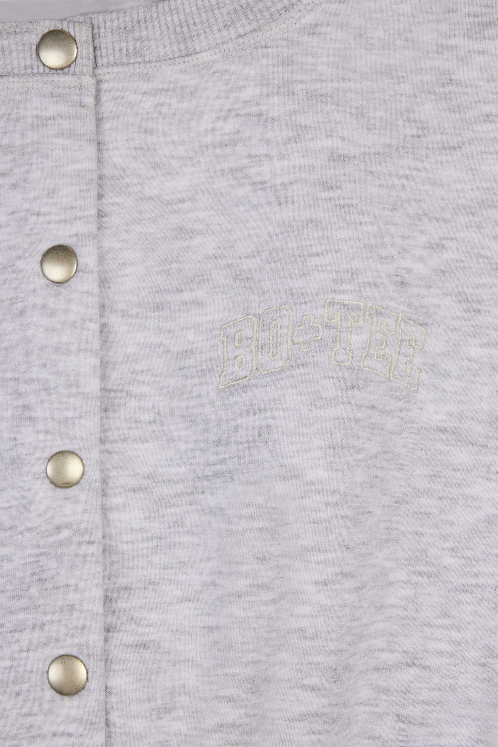Brushed Jersey Button-Up Cropped Cardigan in Grey Marl