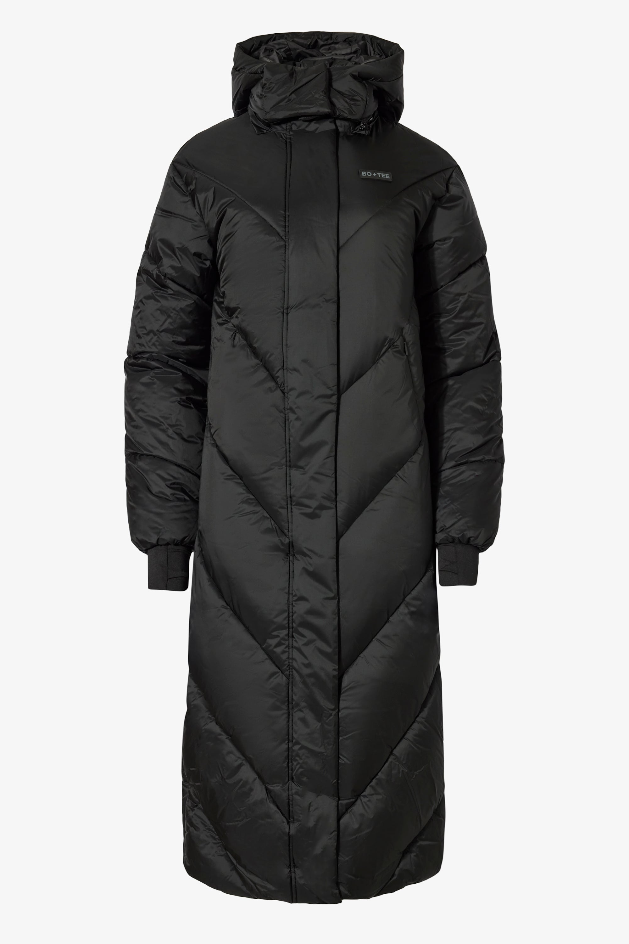 Waterproof Hooded Long Parka Coat in Black