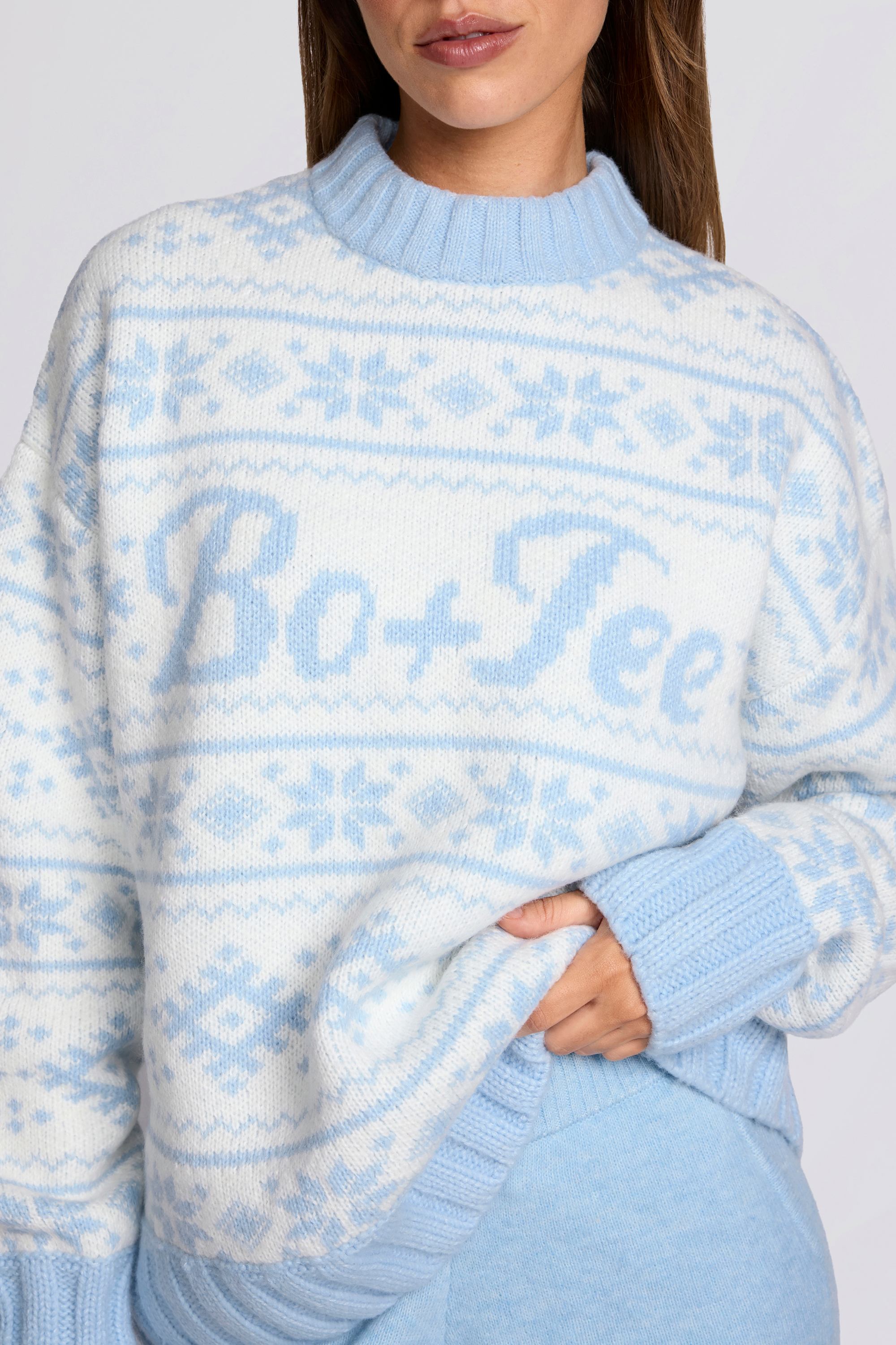 Jacquard-Knit Oversized Jumper in Powder Blue