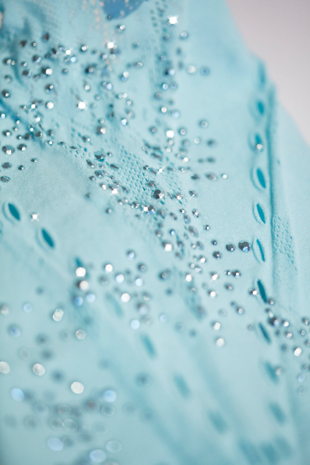 Petite Embellished Mid-Rise Flared Trousers in Ice Blue
