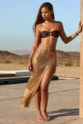 Embellished Hardware-Detail Strappy Maxi Skirt in Gold