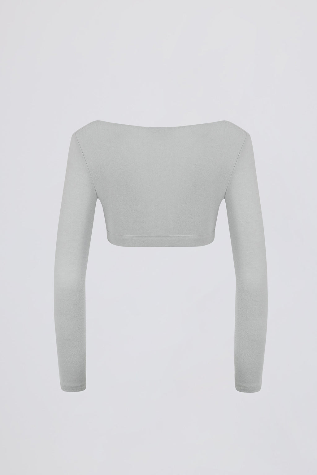 Brushed Jersey V-Neck Crop Top in Fog Grey