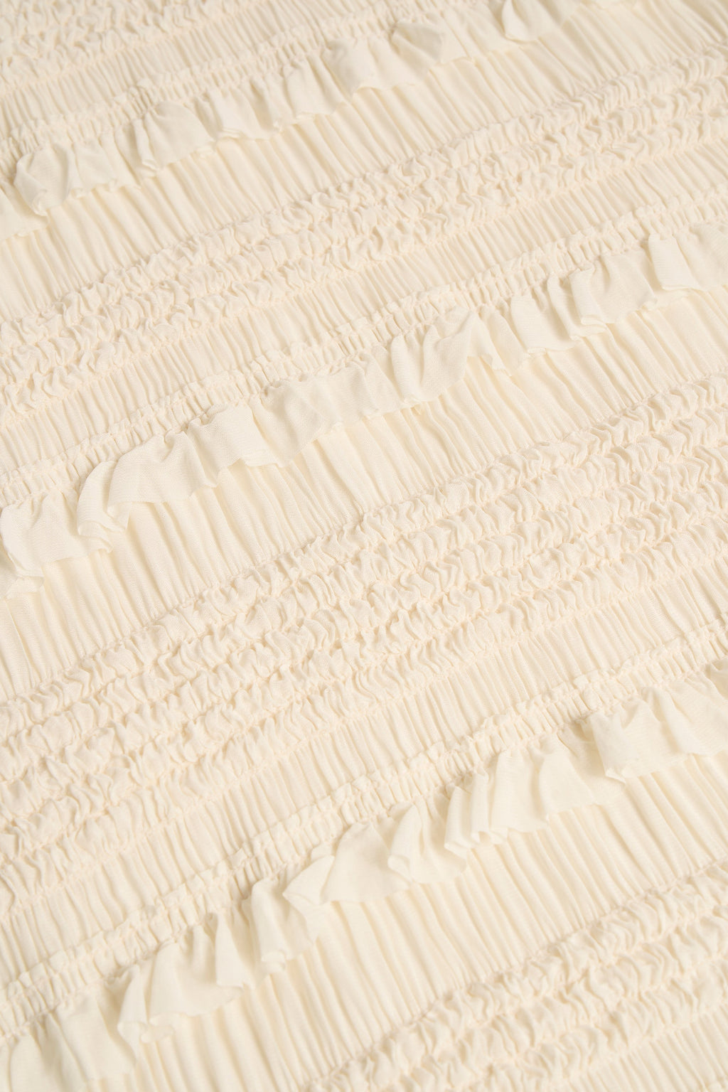Ruffled Mid-Rise Maxi Skirt in Ivory
