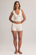 Modal Foldover Mid-Rise Shorts in Floral Print