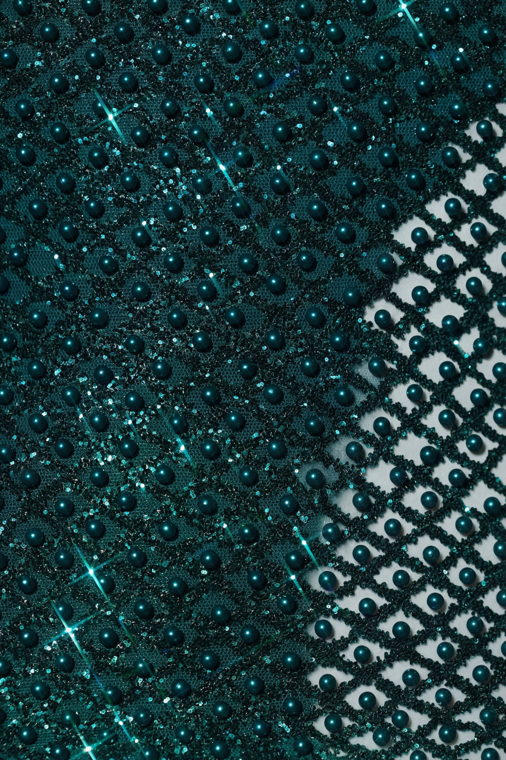 Embellished Bubble Hem Mini Dress in Teal Green