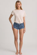 Low-Rise Hot Pants in Mid-Blue
