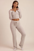 Fluffy Knit Wide-Leg Trousers in Cloud Grey
