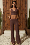 Mid-Rise Flared Trousers in Bronze