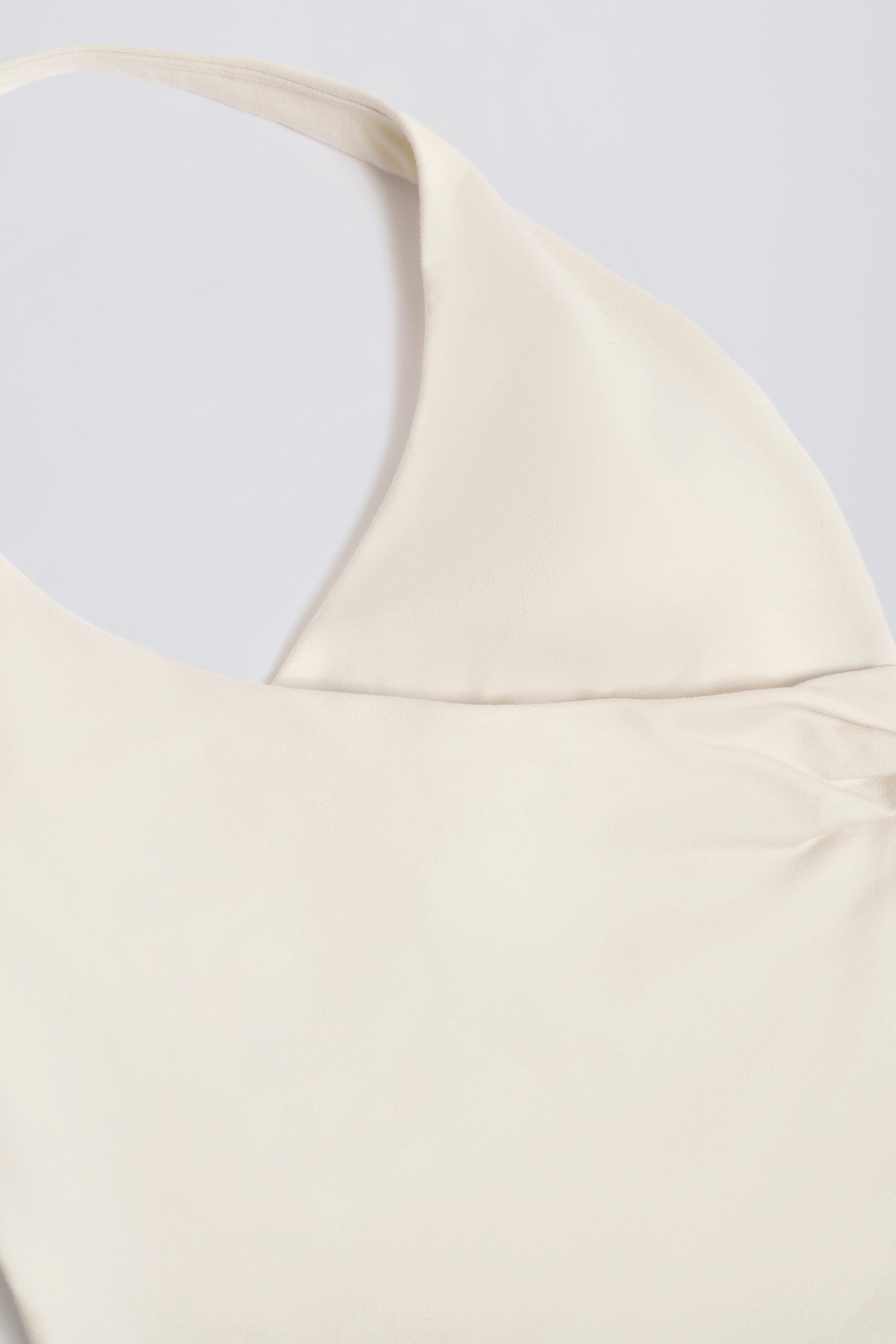 Halterneck Open-Back Tank Top in Ivory Marl